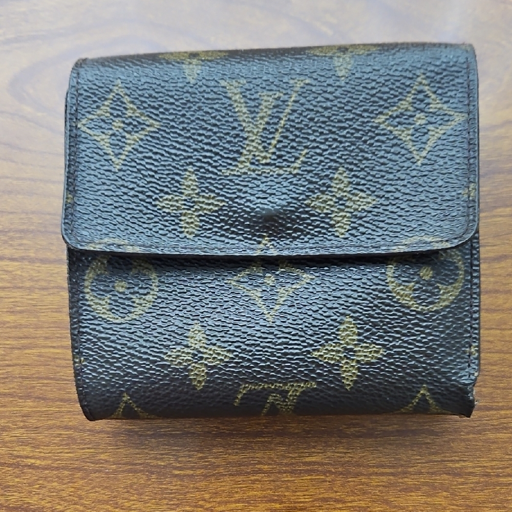 Louis Vuitton Black and Gold Monogram Wallet Square Coin